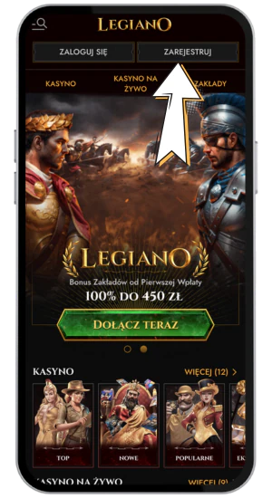 Kliknij rejestrację w Legiano
